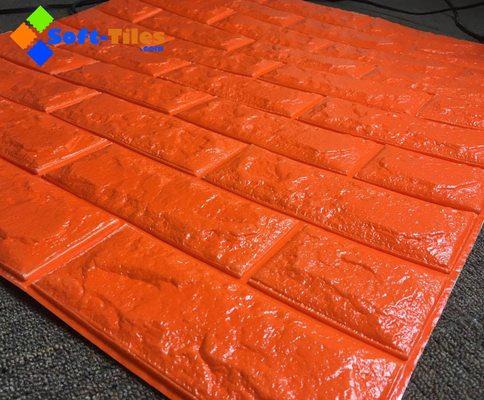 Оранжевые красные обои пены собственной личности 25-30kg/cbm слипчивым текстурированные кирпичом