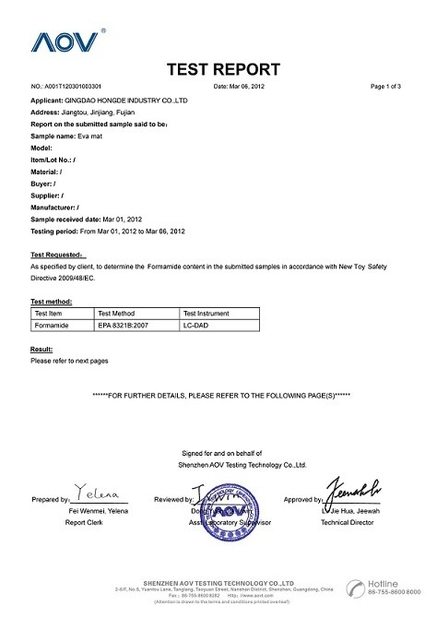 Китай Qingdao Hongde New Material Co., Ltd Сертификаты
